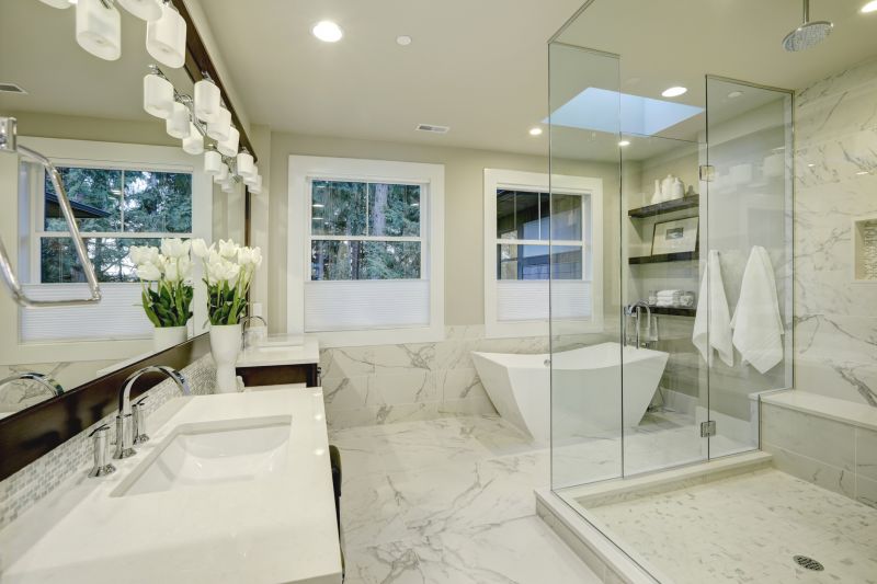 Open Shower with Glass Enclosure